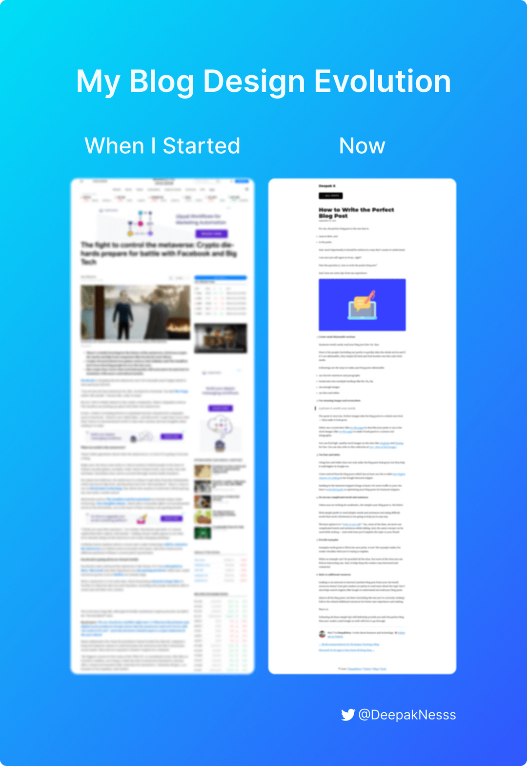 DeepakNess blog design evolution