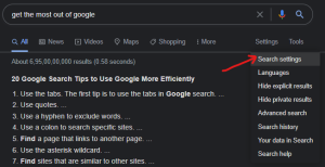 Google Search Settings