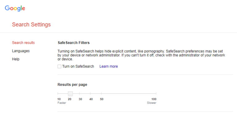 20 Google Search Results Per Page