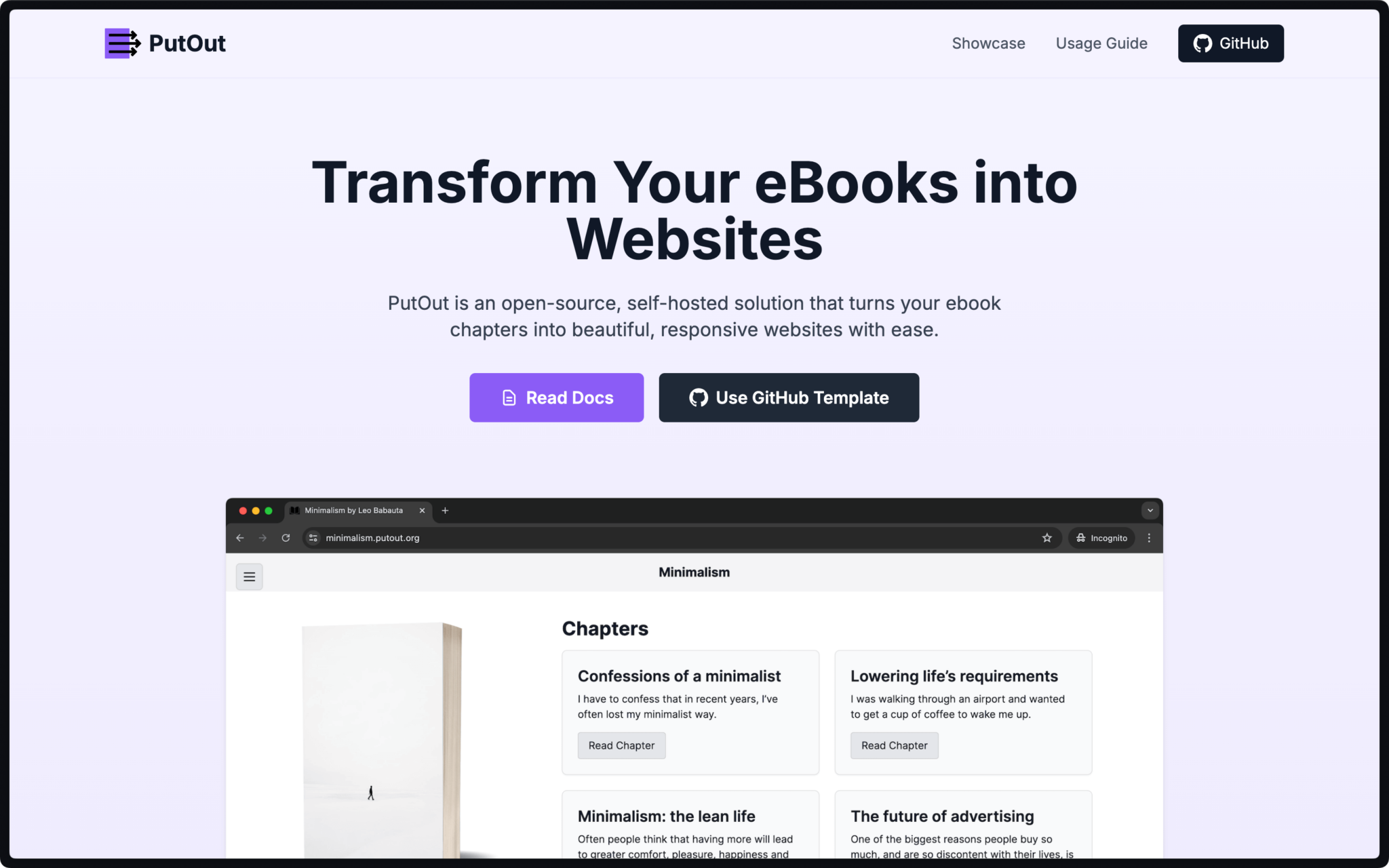 PutOut - Publish eBooks as Websites for FREE