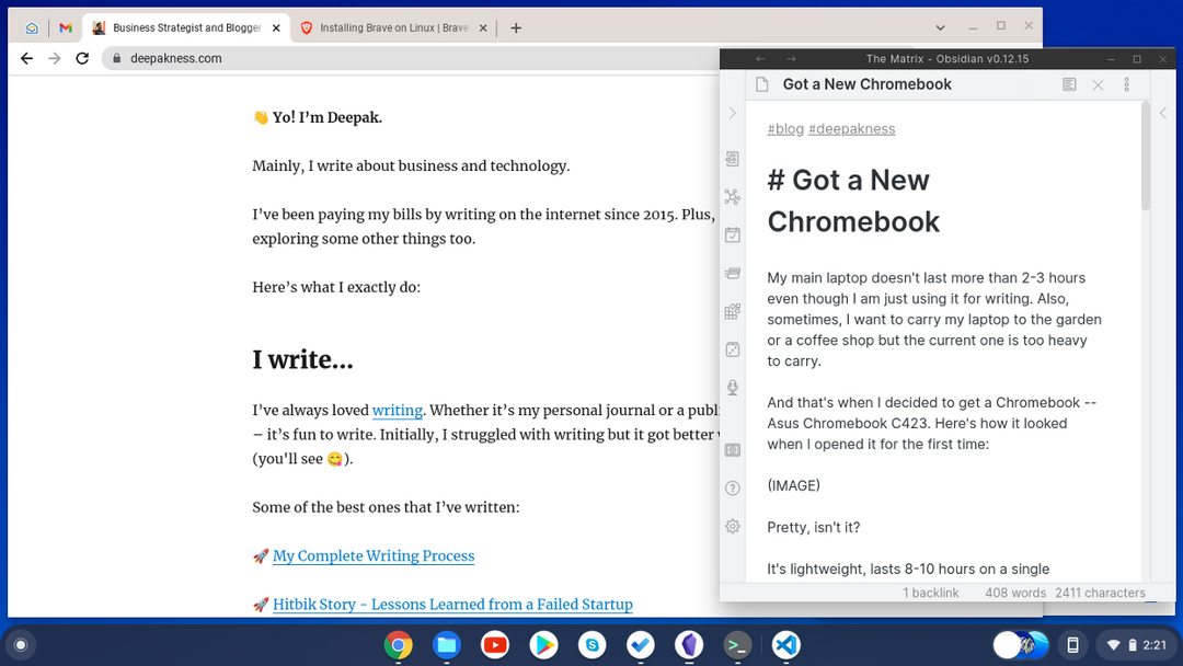 How the Chromebook Looks Like While Writing