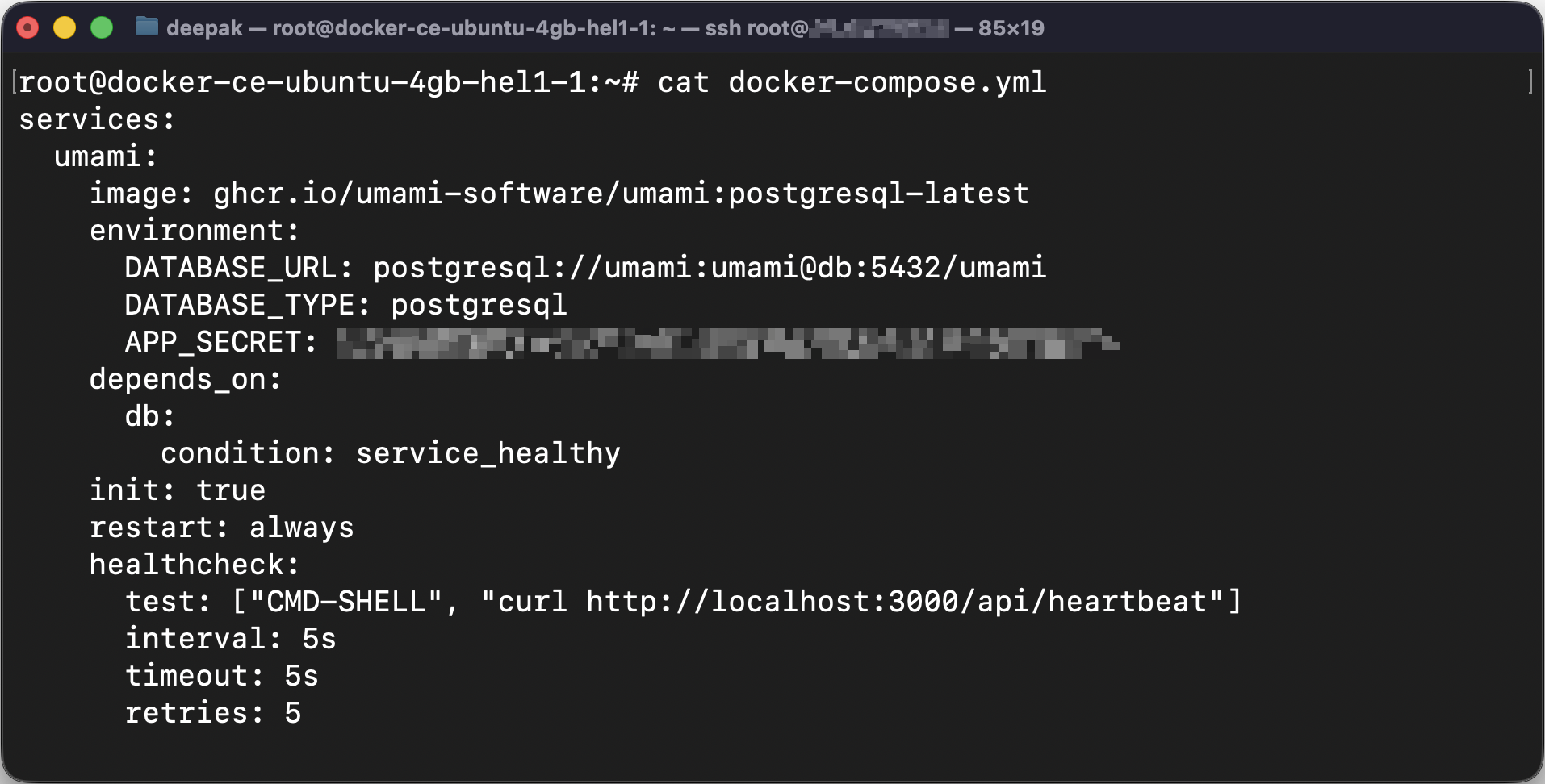 Umami Docker Compose file contents