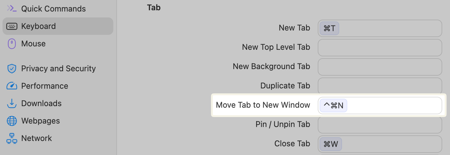 Move a tab to a new window