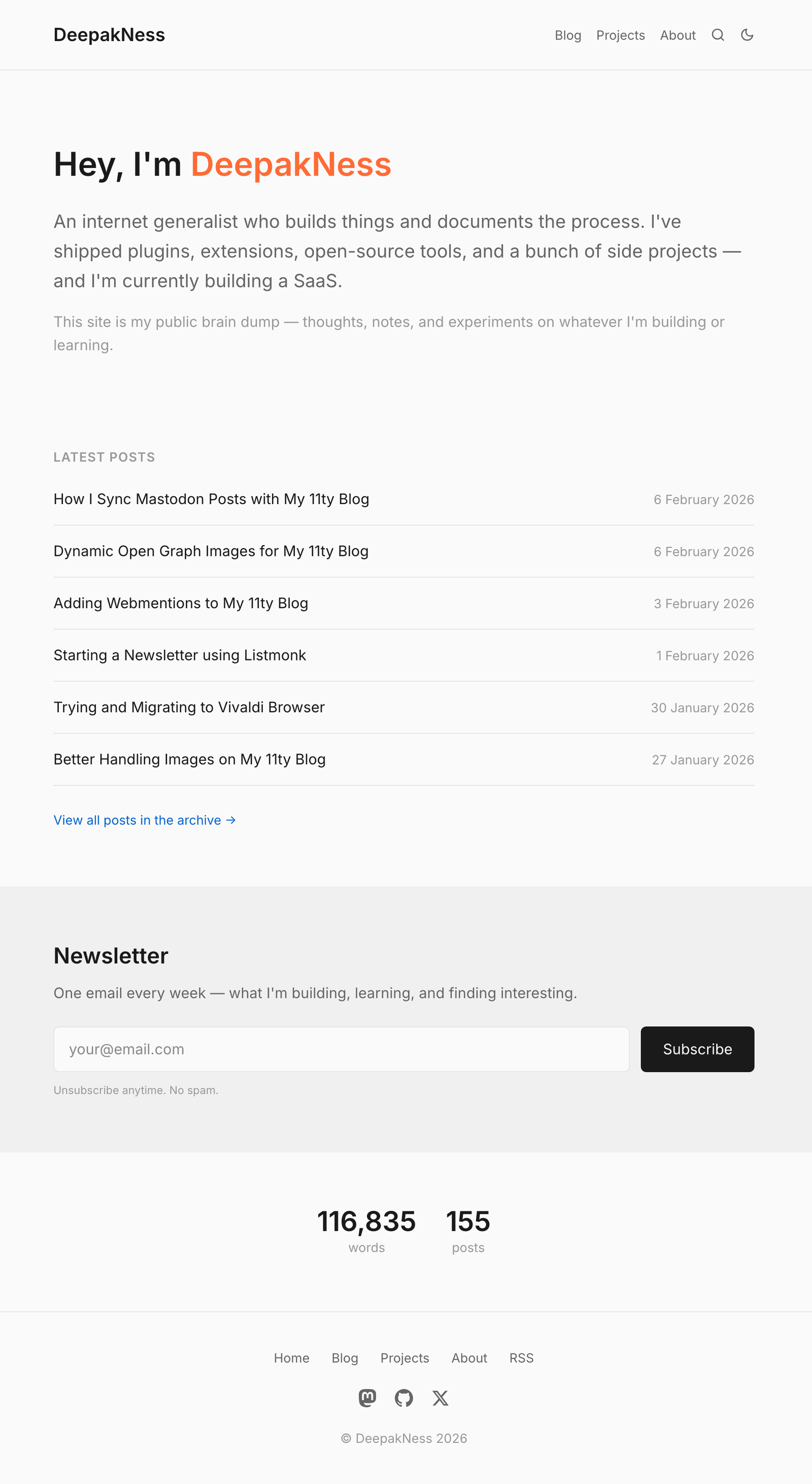 My website redesign using Minimax M2.5 in OpenCode