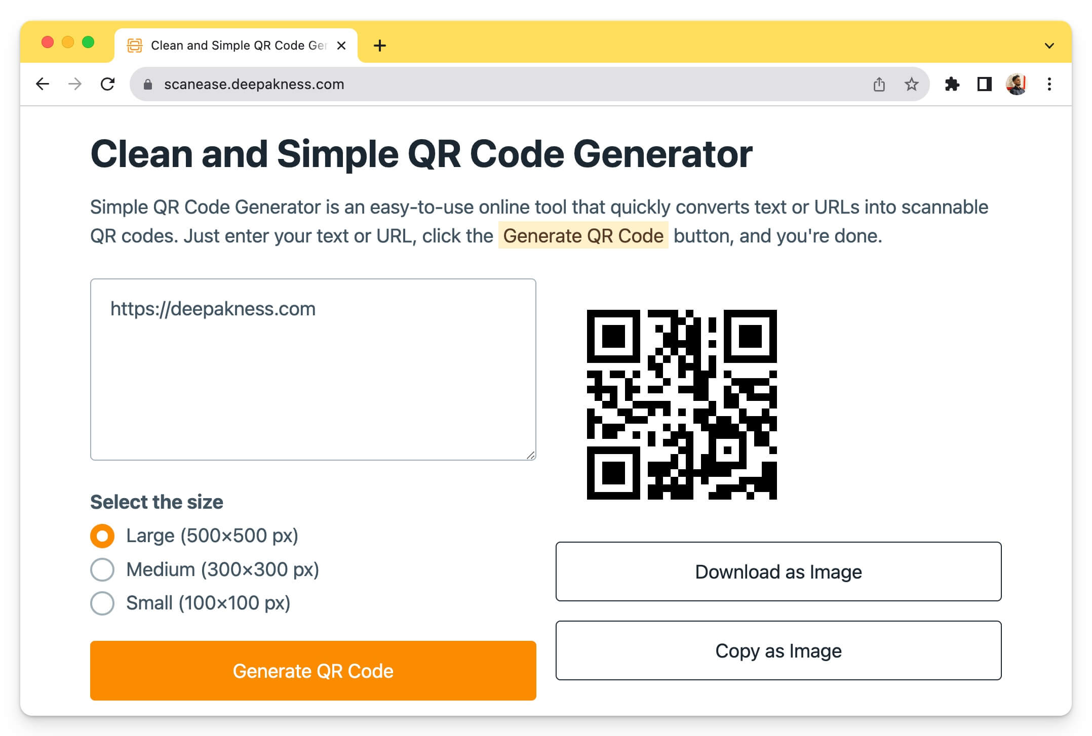 Simplest QR Code Generator